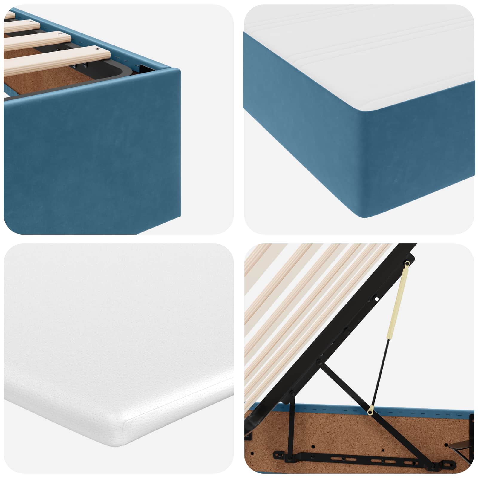 Cama con almacenamiento y colchón Azul 120 x 190 cm Terciopelo