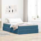 Cama con almacenamiento y colchón Azul 120 x 190 cm Terciopelo