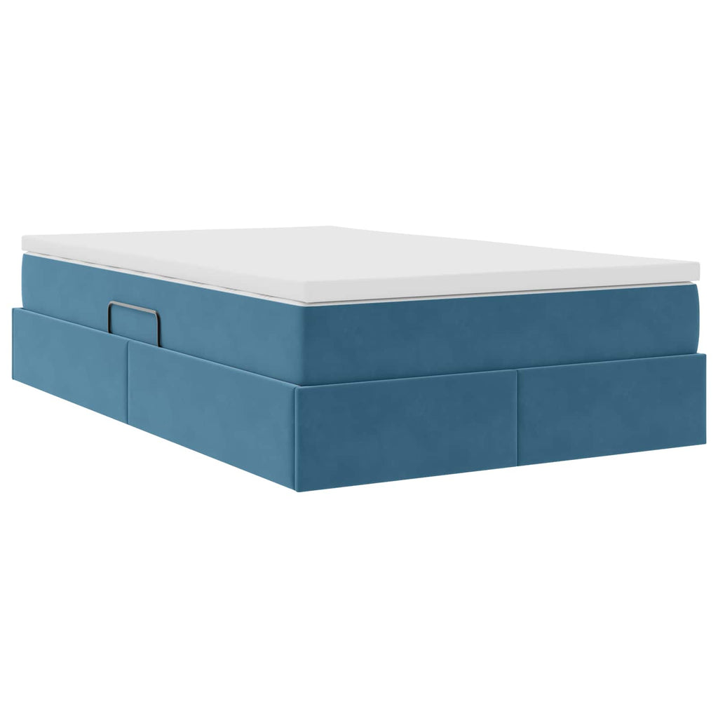 Cama con almacenamiento y colchón Azul 120 x 190 cm Terciopelo