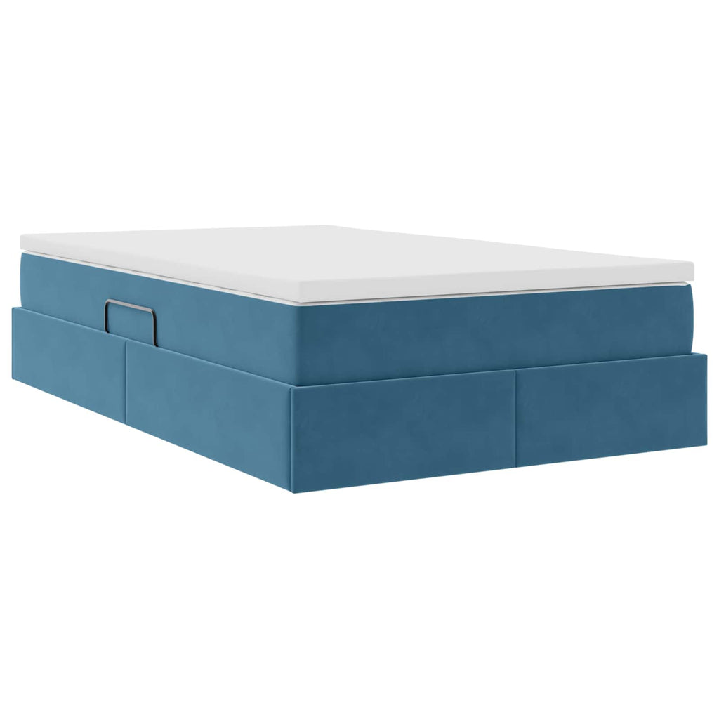 Cama con almacenamiento y colchón Azul 120 x 190 cm Terciopelo