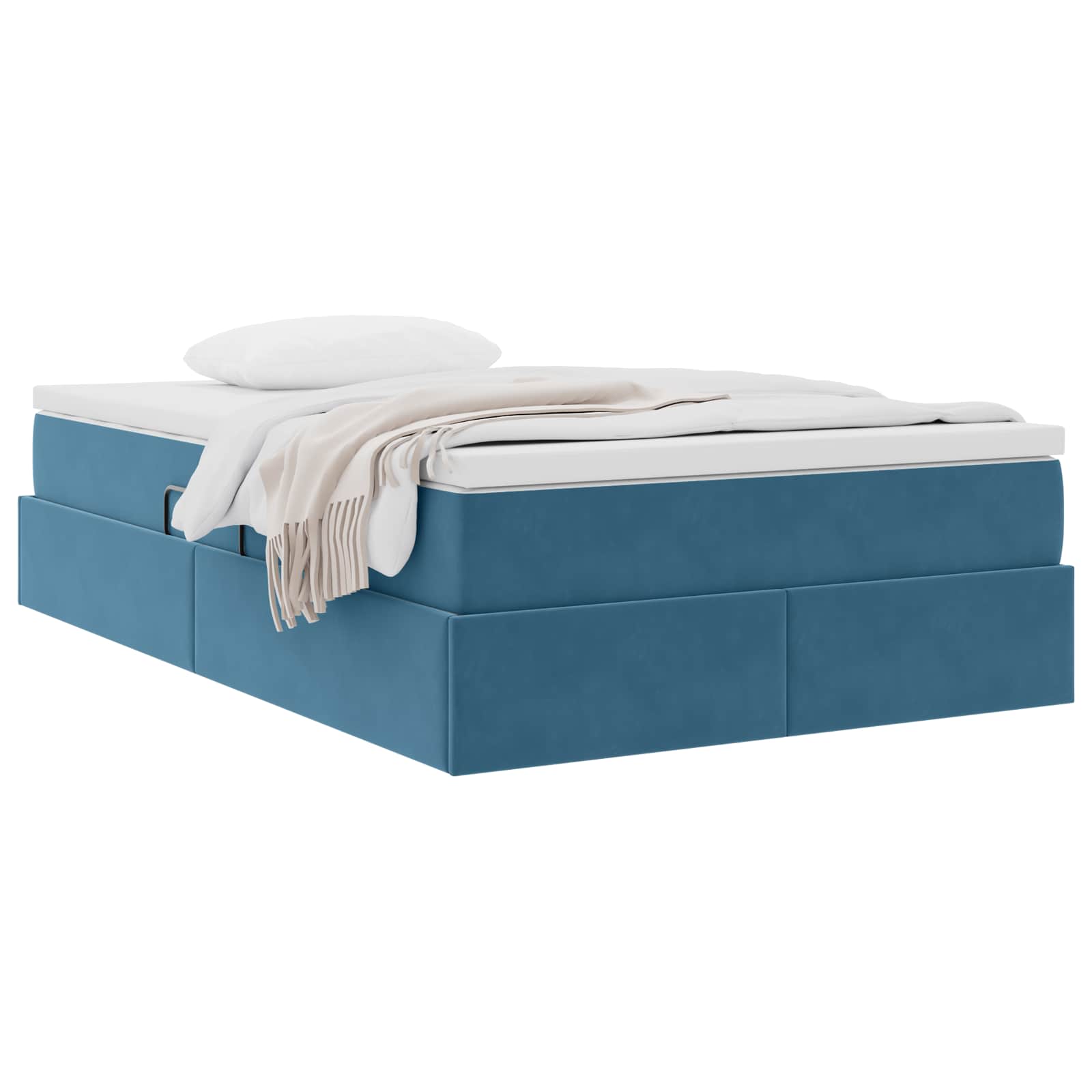 Cama con almacenamiento y colchón Azul 120 x 190 cm Terciopelo