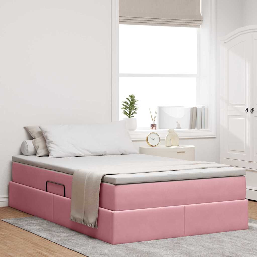Cama com arrumação e colchão Azul 120 x 190 cm Veludo