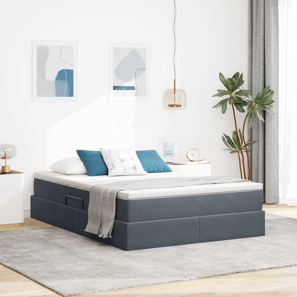Cama com arrumação e colchão Azul 120 x 190 cm Veludo