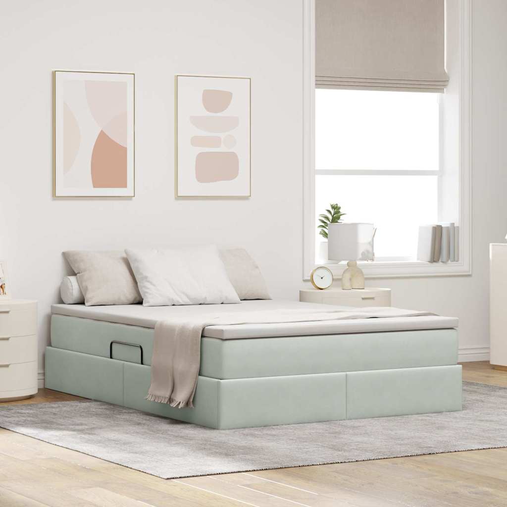 Cama com arrumação e colchão Azul 120 x 190 cm Veludo