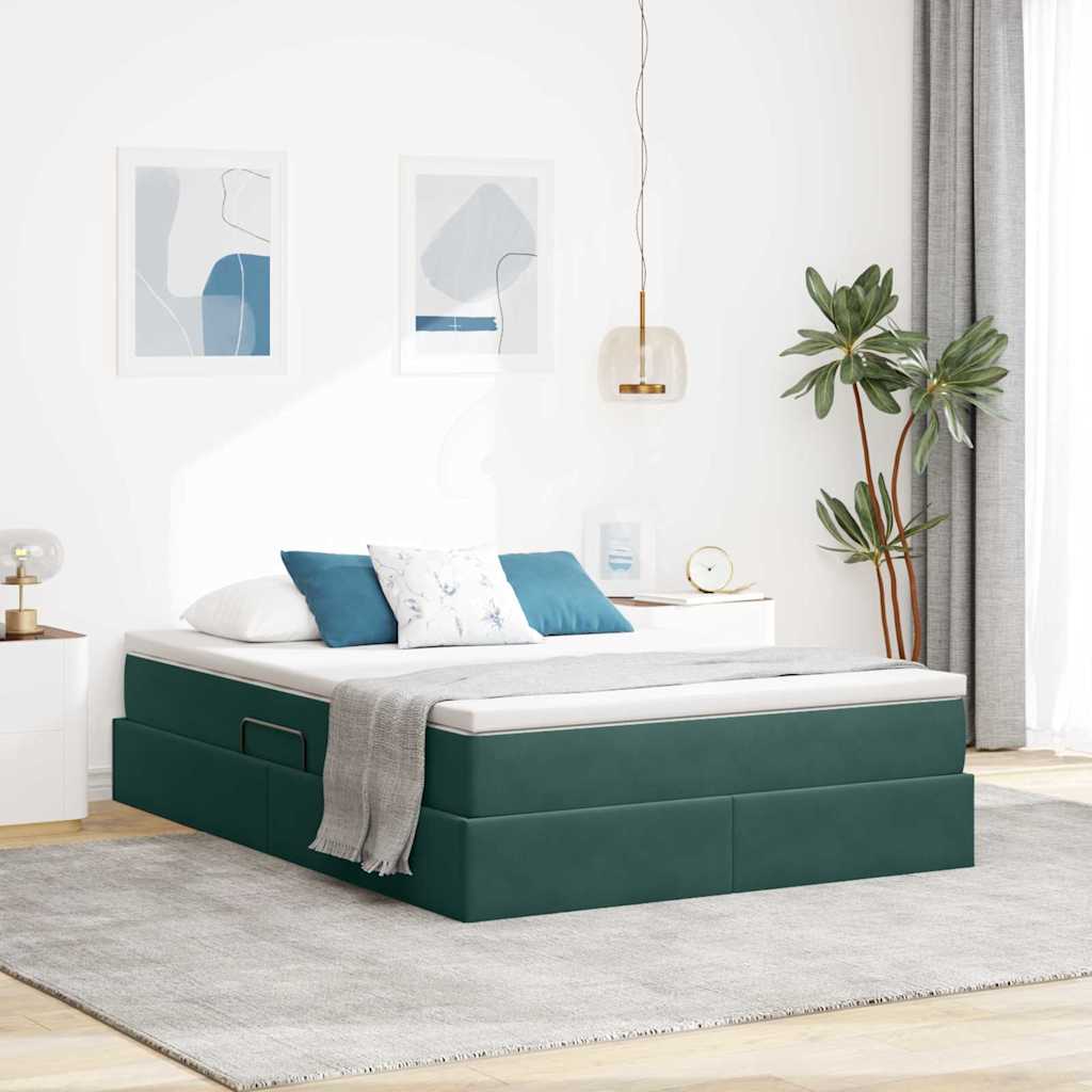 Cama com arrumação e colchão Azul 120 x 190 cm Veludo