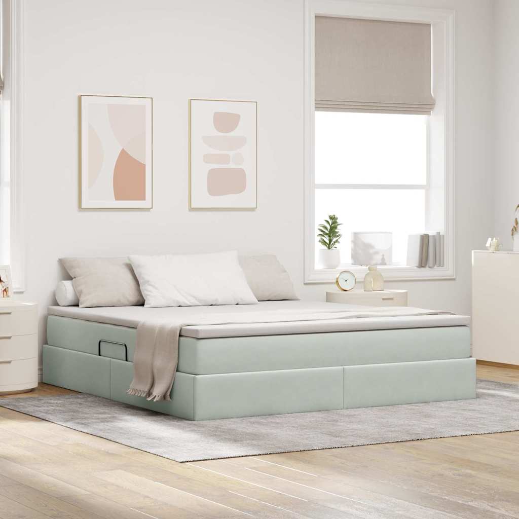 Cama com arrumação e colchão Azul 120 x 190 cm Veludo