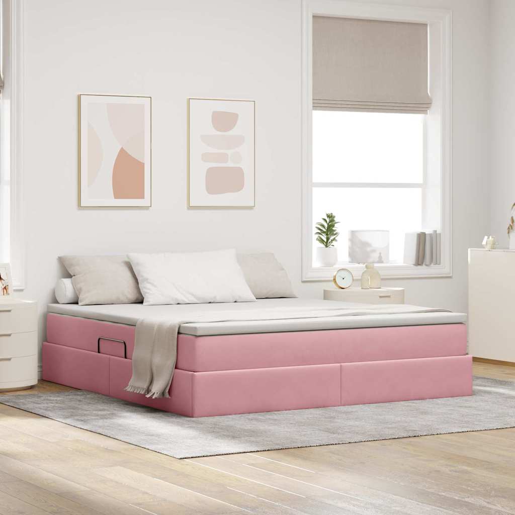 Cama com arrumação e colchão Azul 120 x 190 cm Veludo
