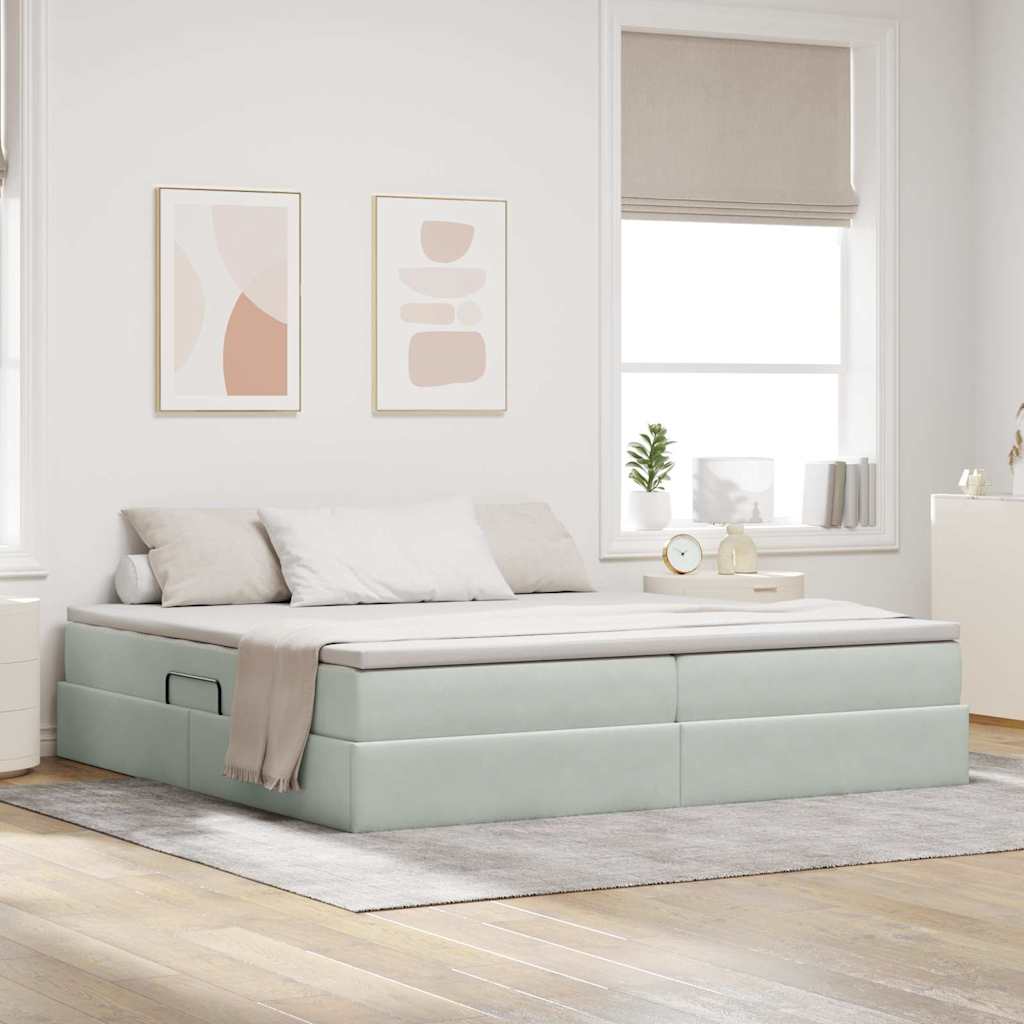 Cama com arrumação e colchão Azul 120 x 190 cm Veludo
