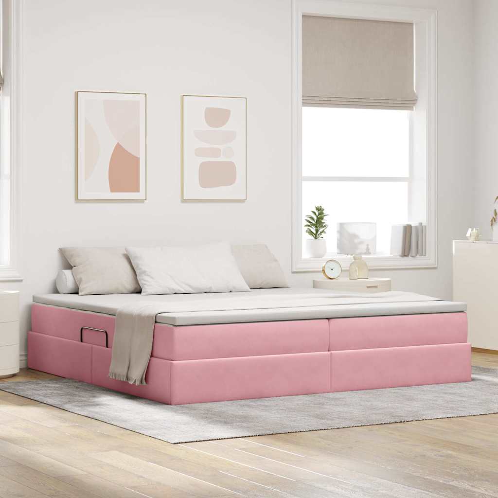 Cama com arrumação e colchão Azul 120 x 190 cm Veludo