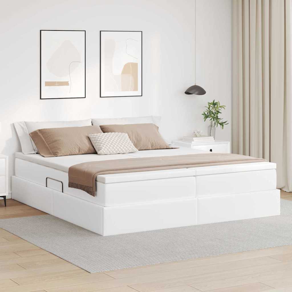 Cama con almacenamiento y colchón 180 x 200 cm Cuero sintético