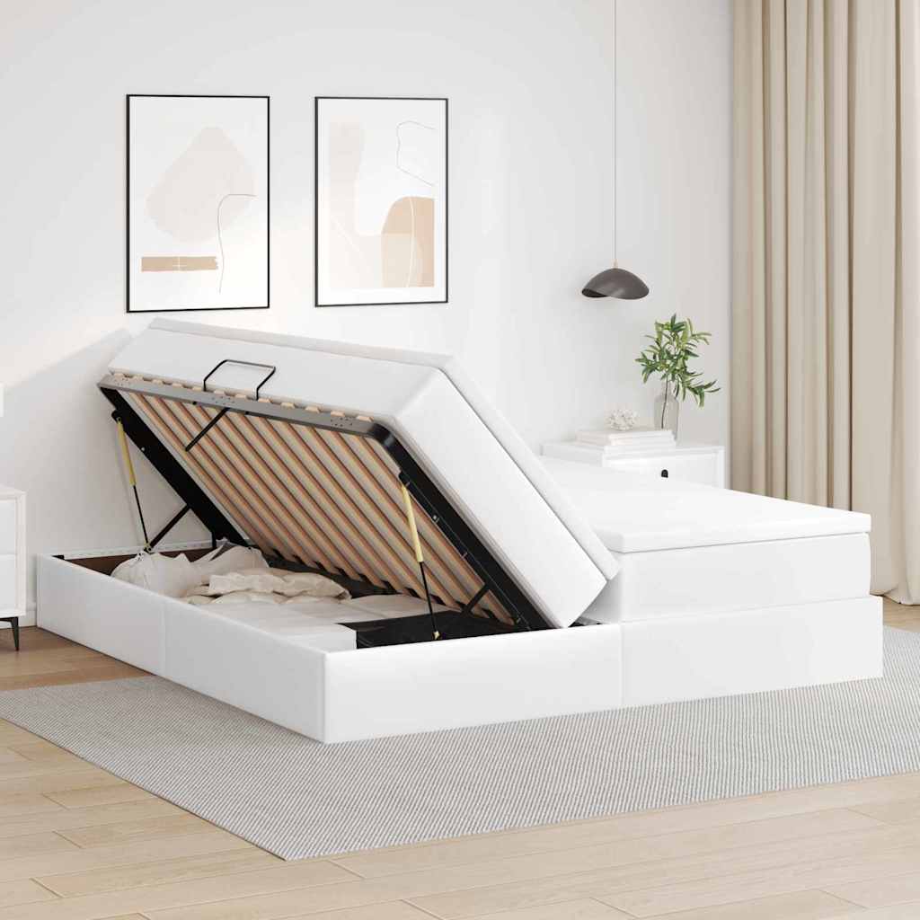 Cama con almacenamiento y colchón 180 x 200 cm Cuero sintético