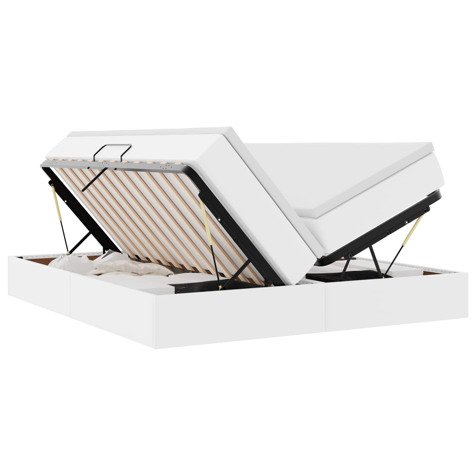 Cama con almacenamiento y colchón 180 x 200 cm Cuero sintético
