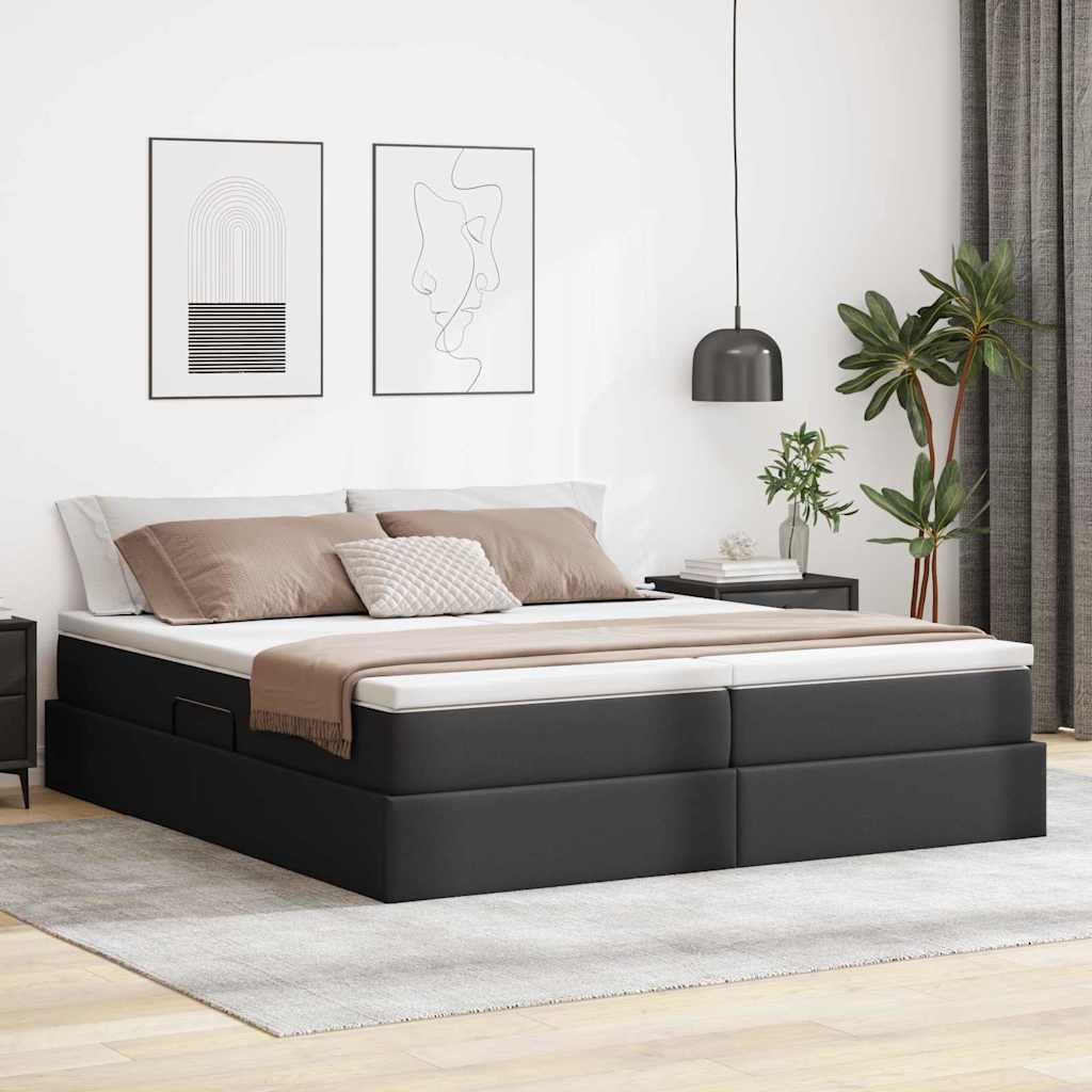 Bed with storage and mattress 180 x 200 cm Faux Leather