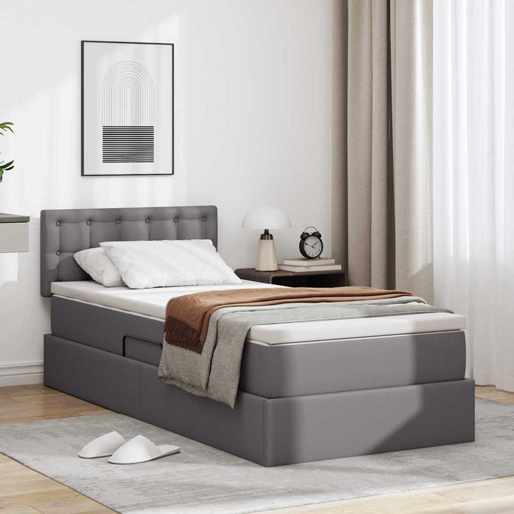 Cappuccino bed with storage and mattress 100 x 200 cm