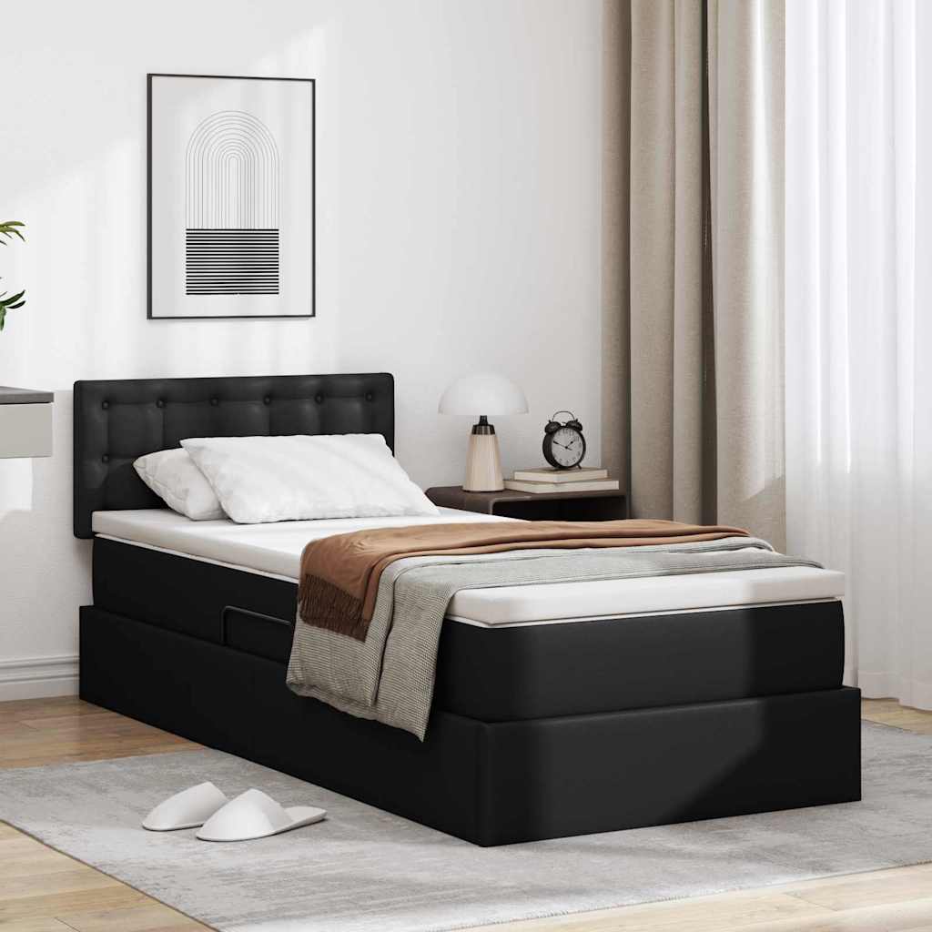 Cappuccino bed with storage and mattress 100 x 200 cm
