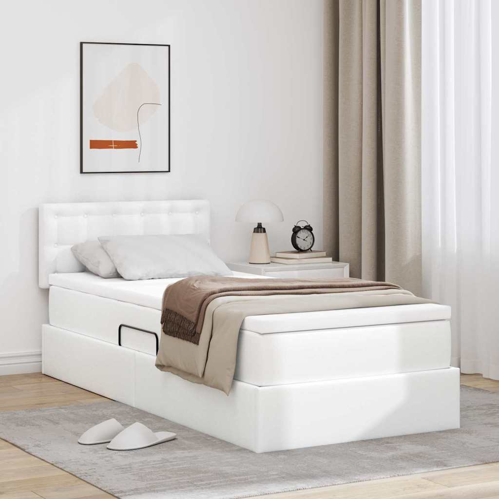 Cappuccino bed with storage and mattress 100 x 200 cm