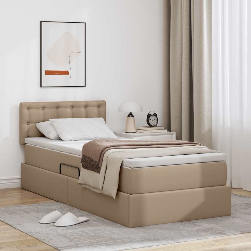 Cama con almacenamiento y colchón Capuchino 100 x 200 cm