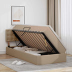 Cama con almacenamiento y colchón Capuchino 100 x 200 cm