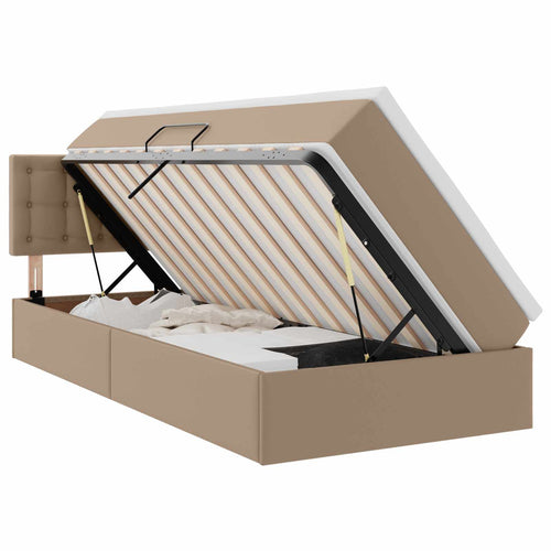 Cama con almacenamiento y colchón Capuchino 100 x 200 cm