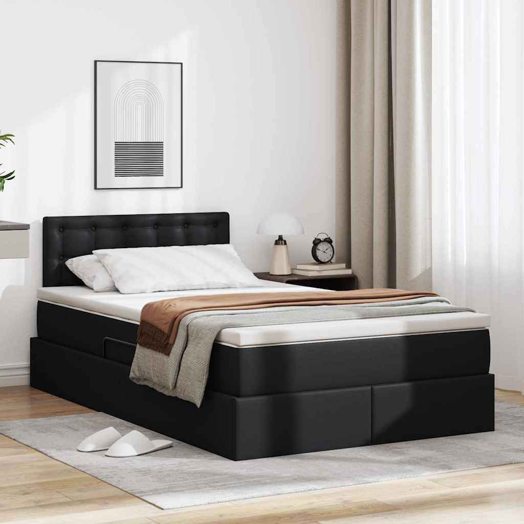Cappuccino bed with storage and mattress 100 x 200 cm