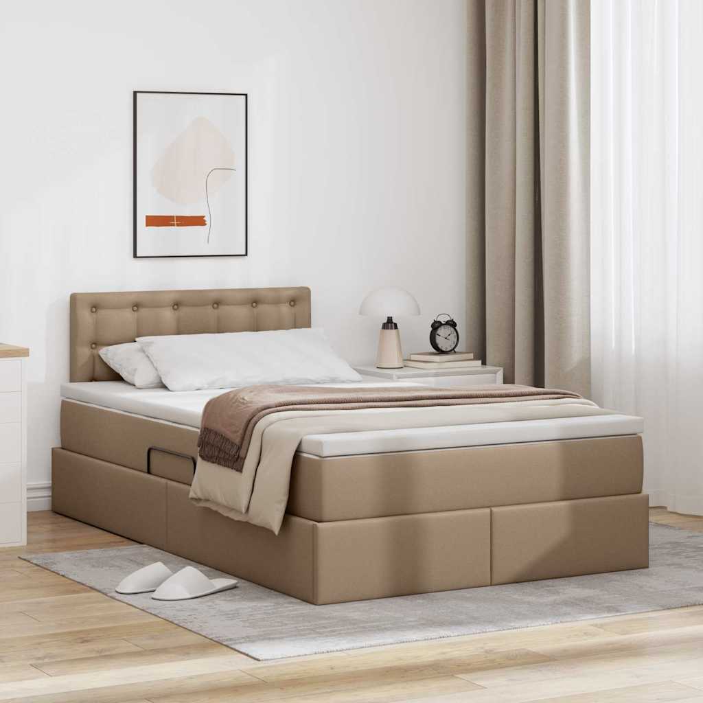 Cappuccino bed with storage and mattress 100 x 200 cm
