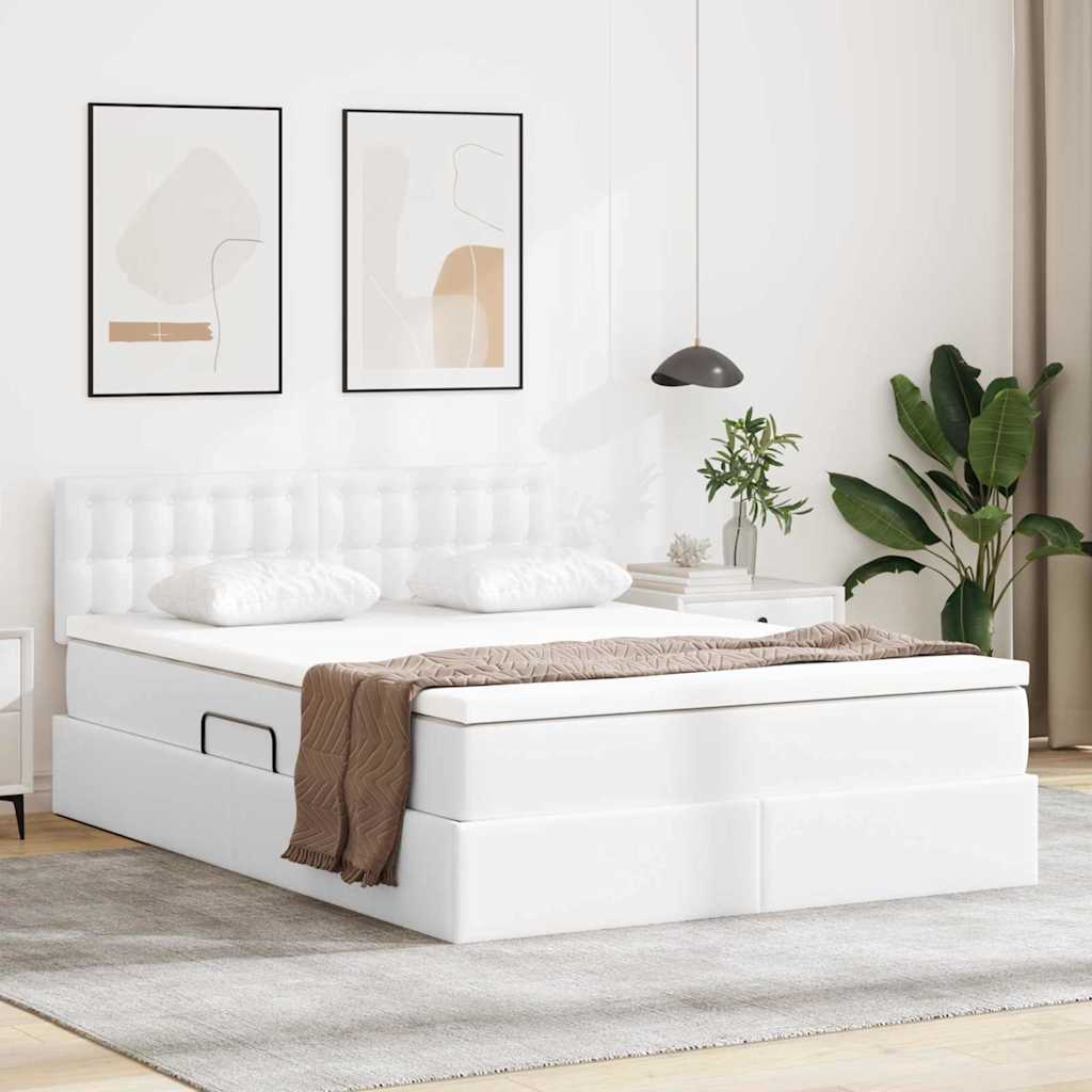 Cappuccino bed with storage and mattress 100 x 200 cm