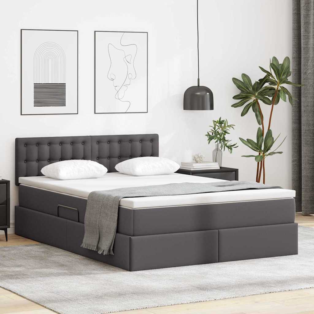 Cappuccino bed with storage and mattress 100 x 200 cm