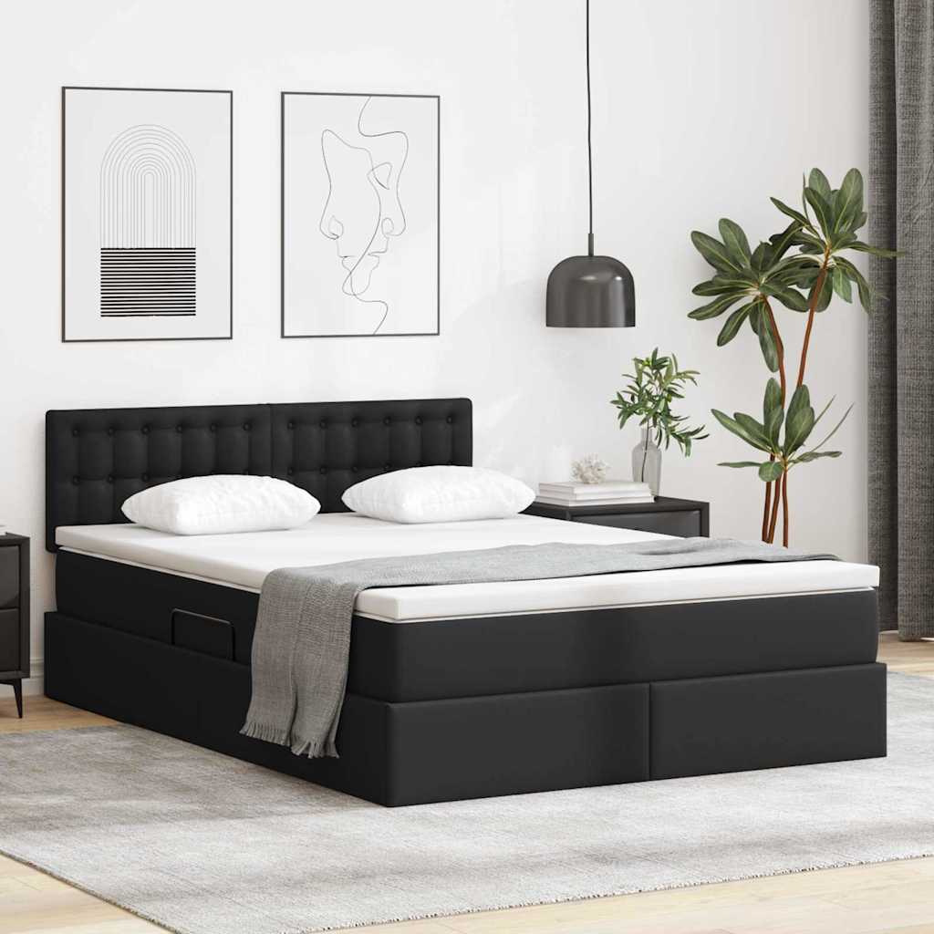 Cappuccino bed with storage and mattress 100 x 200 cm