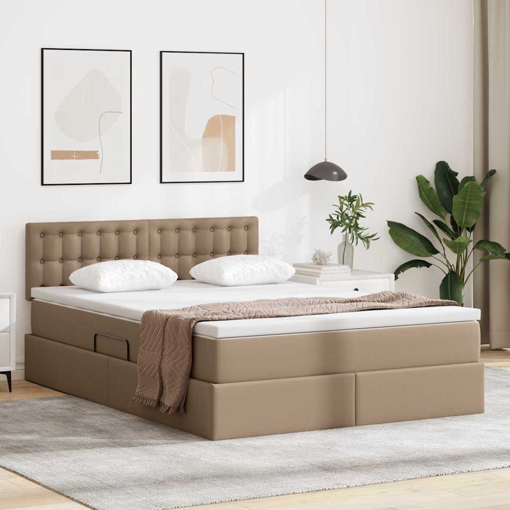 Cappuccino bed with storage and mattress 100 x 200 cm
