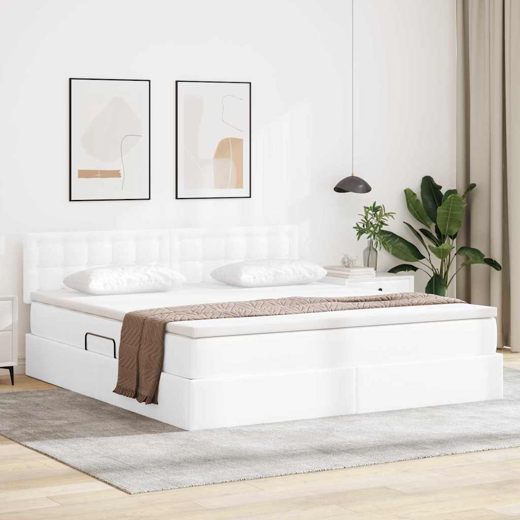 Cappuccino bed with storage and mattress 100 x 200 cm