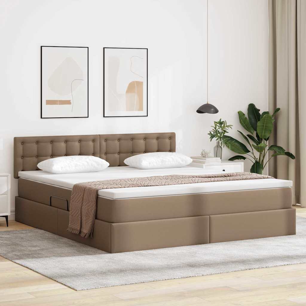 Cappuccino bed with storage and mattress 100 x 200 cm