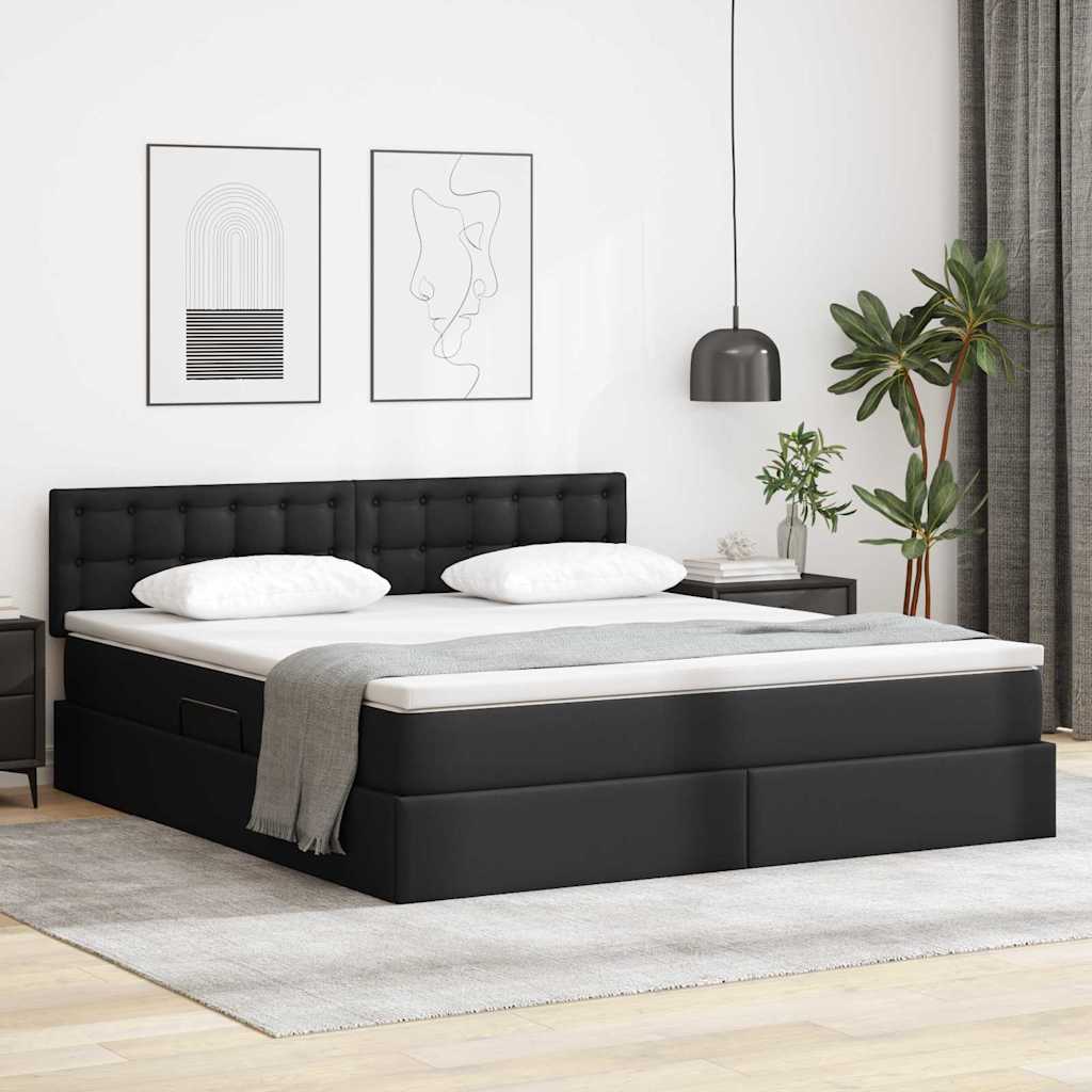 Cappuccino bed with storage and mattress 100 x 200 cm