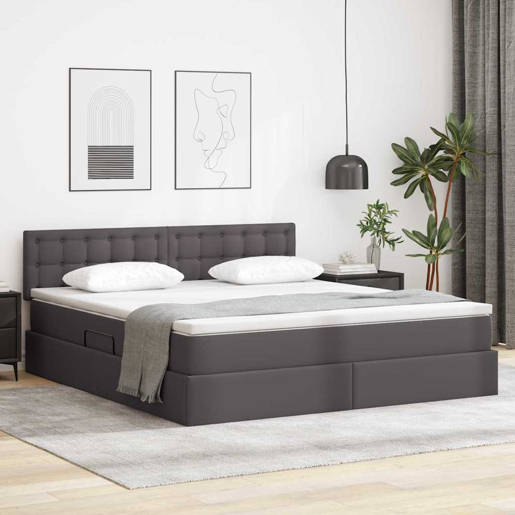 Cappuccino bed with storage and mattress 100 x 200 cm