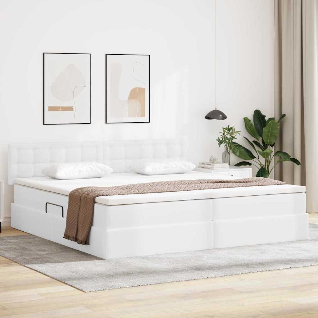 Cappuccino bed with storage and mattress 100 x 200 cm