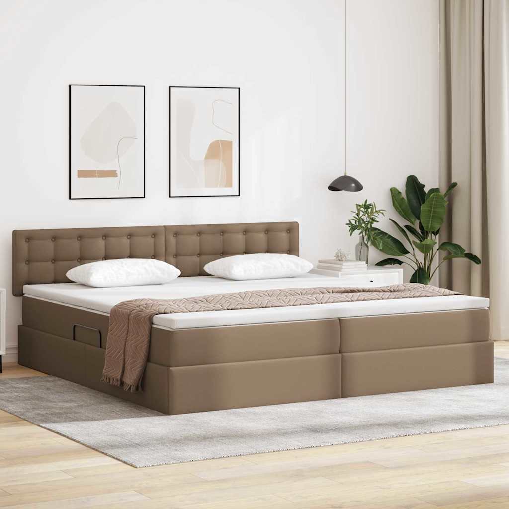 Cappuccino bed with storage and mattress 100 x 200 cm