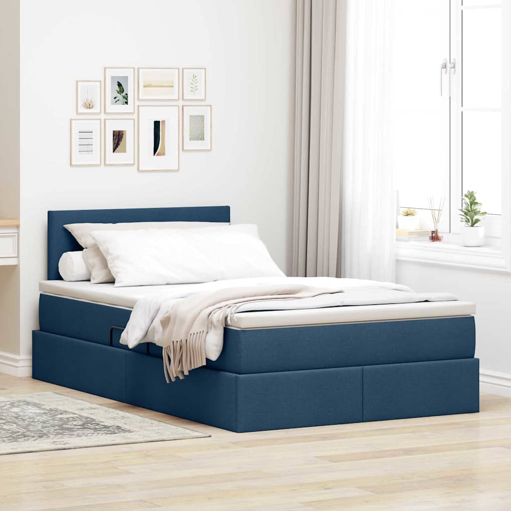 Cama com arrumação e colchão Azul 100 x 200 cm