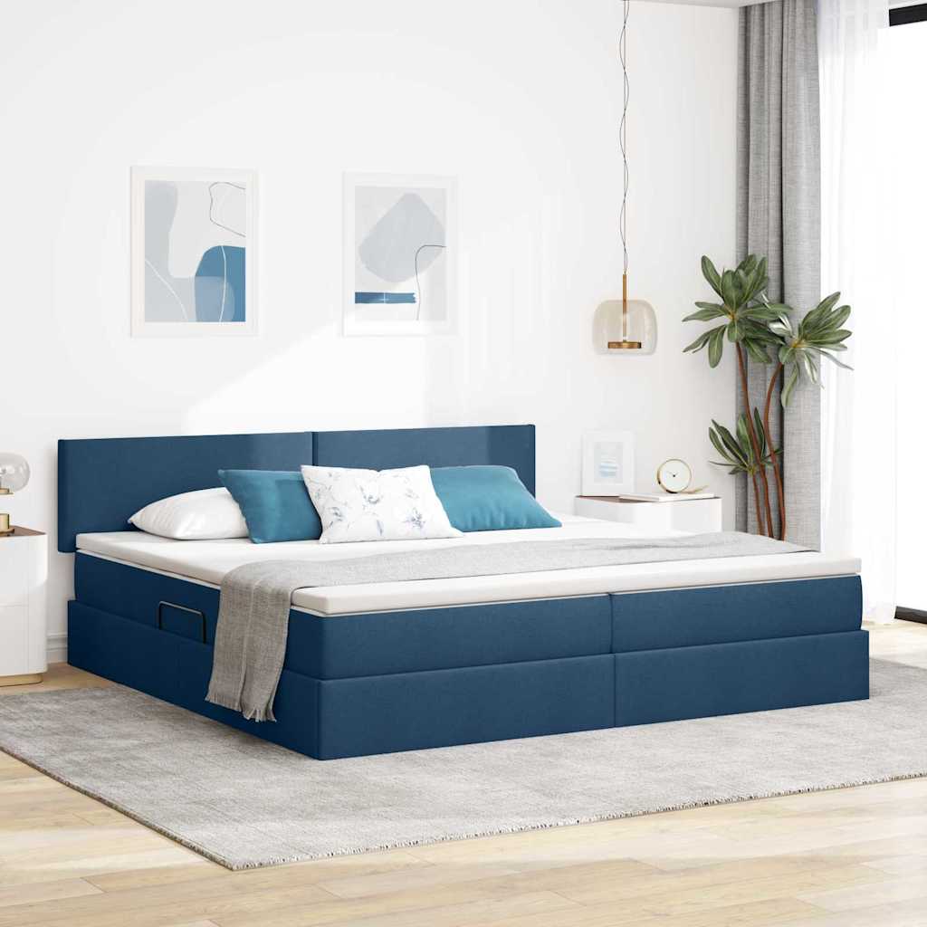 Cama com arrumação e colchão Azul 100 x 200 cm