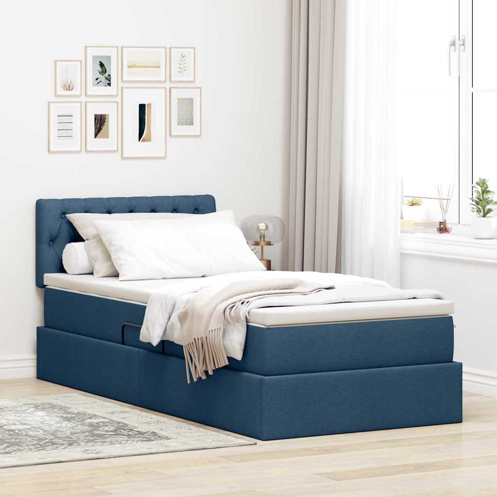 Cama com arrumação e colchão Azul 100 x 200 cm