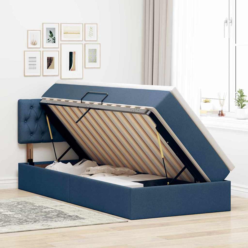 Cama com arrumação e colchão Azul 100 x 200 cm