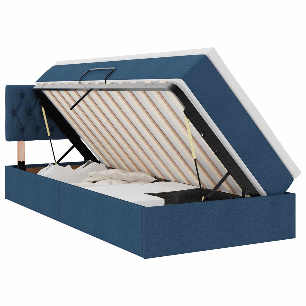 Cama com arrumação e colchão Azul 100 x 200 cm