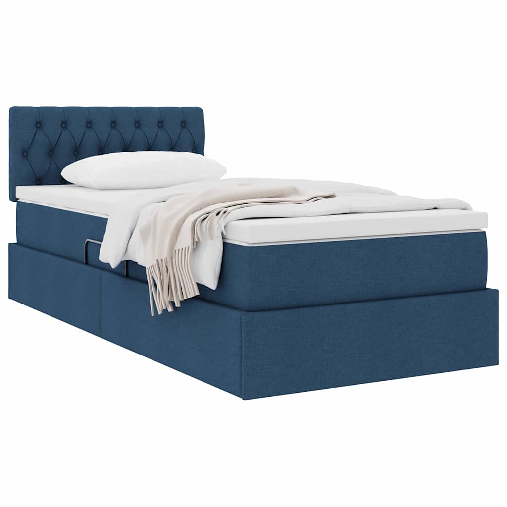 Cama com arrumação e colchão Azul 100 x 200 cm