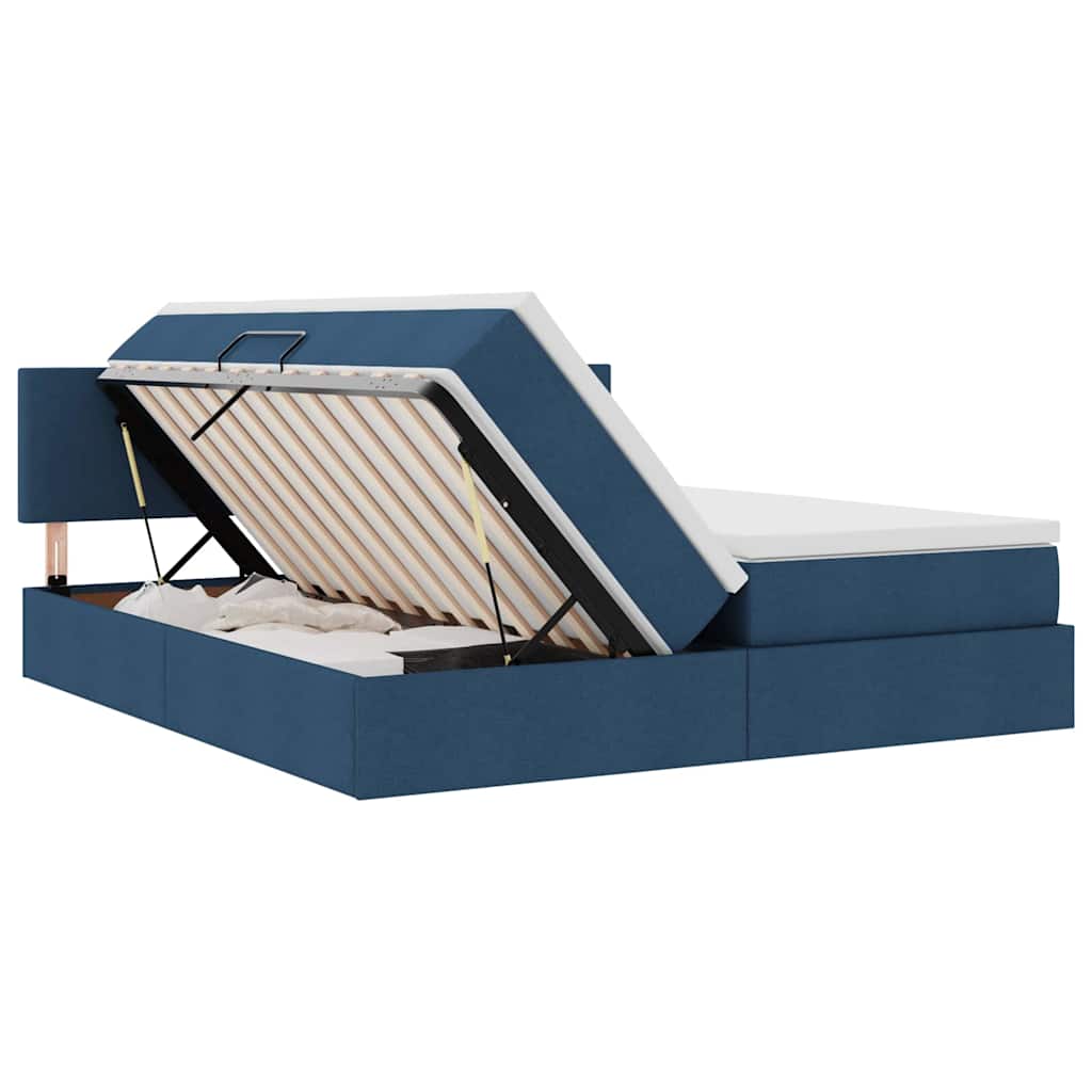 Cama con almacenamiento Azul 100 x 200 cm Cuero sintético
