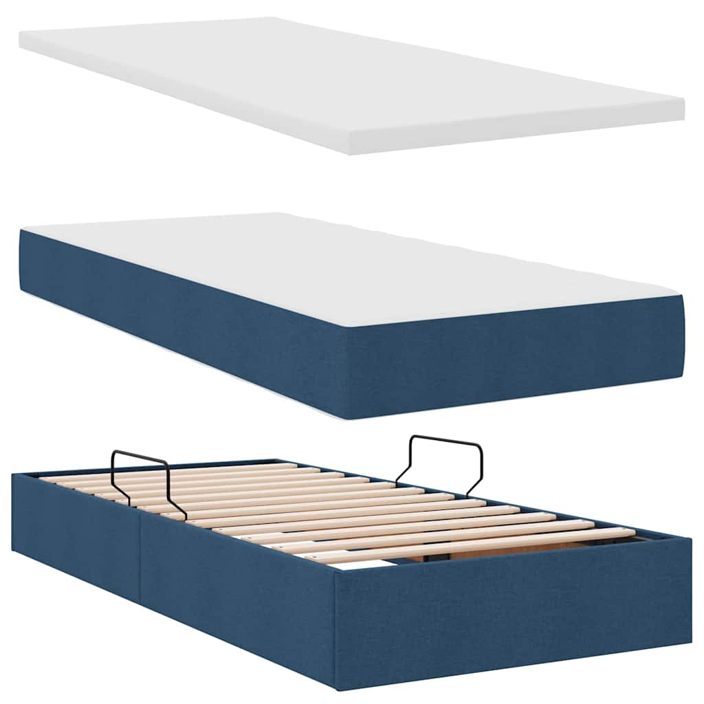 Cama con almacenamiento Azul 100 x 200 cm Cuero sintético