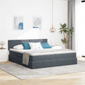 Cama con almacenamiento con cabecera Gris oscuro 90 x 200 cm