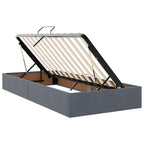 Cama con almacenamiento con cabecera Gris oscuro 90 x 200 cm