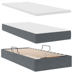 Cama con almacenamiento con cabecera Gris oscuro 90 x 200 cm
