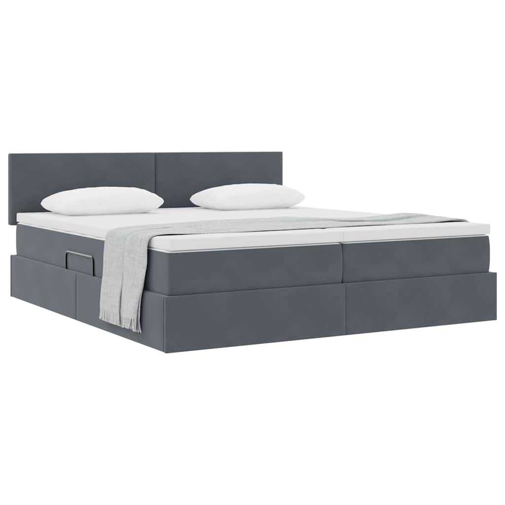 Cama con almacenamiento con cabecera Gris oscuro 90 x 200 cm