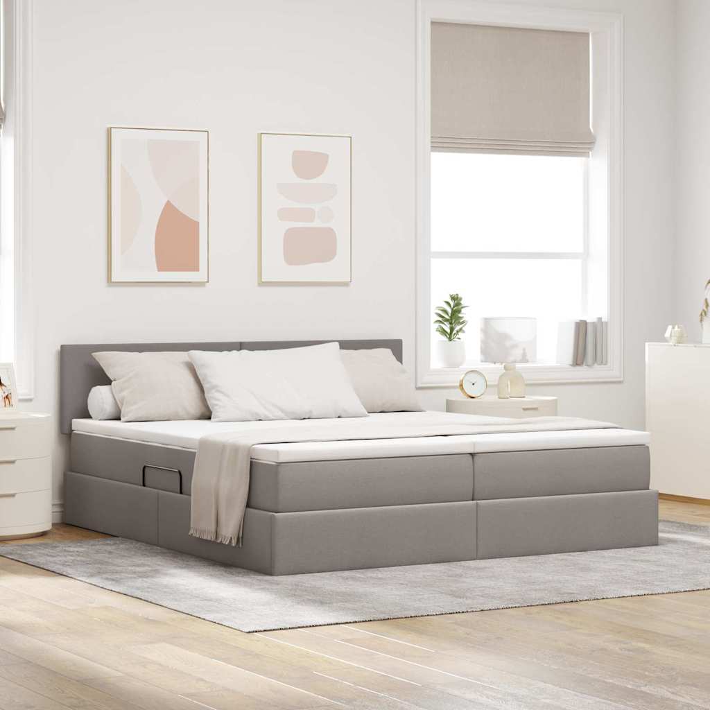 Cama de almacenamiento LED con colchón Azul 180 x 200 cm Tela