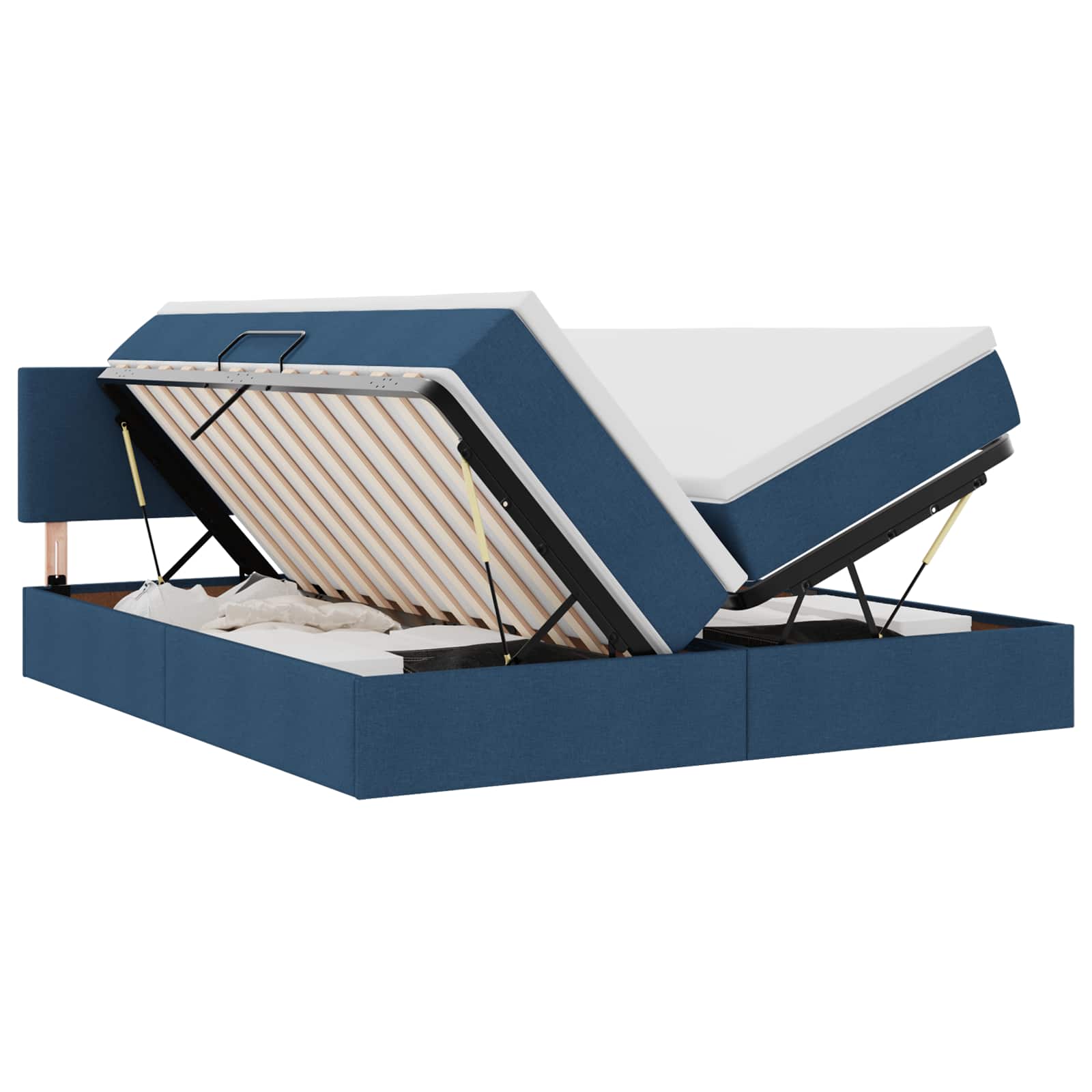 Cama de almacenamiento LED con colchón Azul 180 x 200 cm Tela