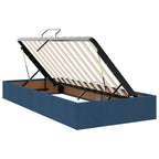 Cama de almacenamiento LED con colchón Azul 180 x 200 cm Tela